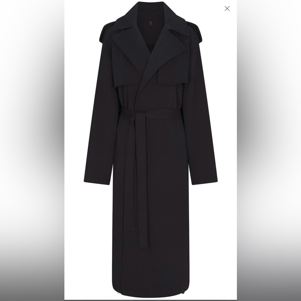 SKIMS Boyfriend Fleece Oversized Trench Coat Onyx Black Size 2X NWT - Picture 2 of 13